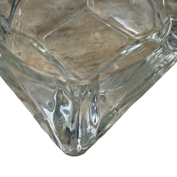 Vintage Clear Glass Ashtray Cigarette Cigar 6"X6" Square Large - Picture 4 of 5